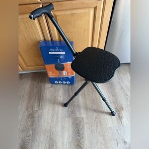 Lightweight Aluminum Walking Cane with Seat - Adjustable & Ergonomic Design